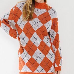 Argyle Tunic Sweater Dress
